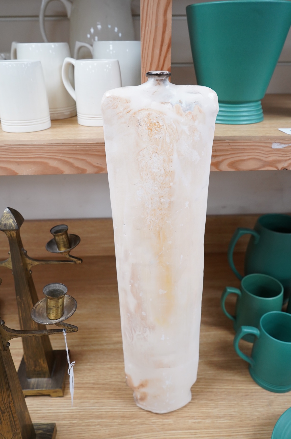 John Bedding (contemporary), a tall studio pottery vase, impressed stamp to the top of the foot rim, 57cm high